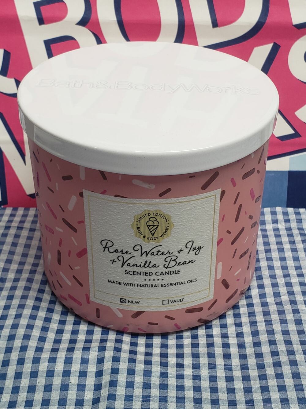 BBW Rose Water & Ivy + Vanilla Bean Limited Edition Large 3 Wick Candle Home